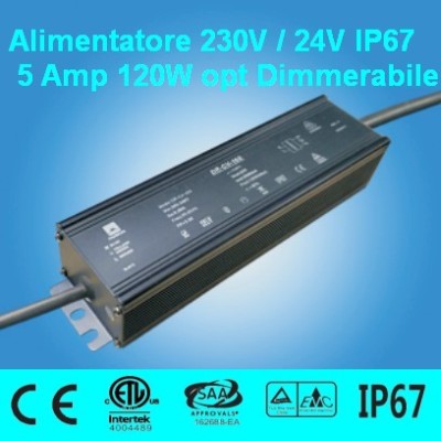 (immagine per) Alimentatore 24V 5-6 Amp 120-150W Stagno IP67